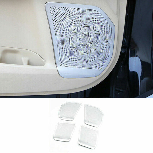 for Toyota Highlander 2014-2019 Silver Inner Door Speaker Panel Cover Decor Trim