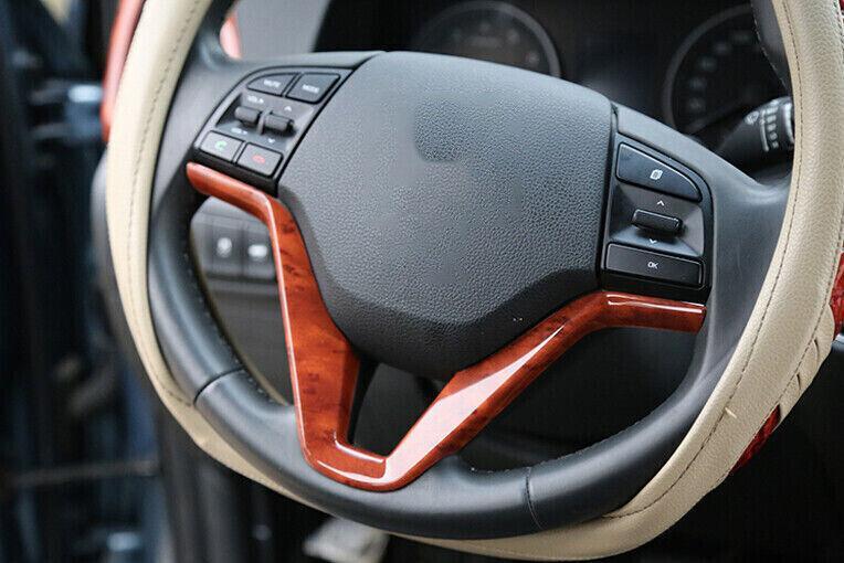 Fit for Hyundai for Tucson 2015-2018 Peach Wood Steering Wheel Decor Cover Trim 1PCS
