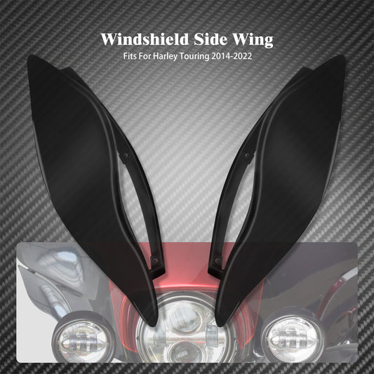 Black ABS Plastic Side Wings Air Deflectors Fit For Touring Electra Glide 14-22