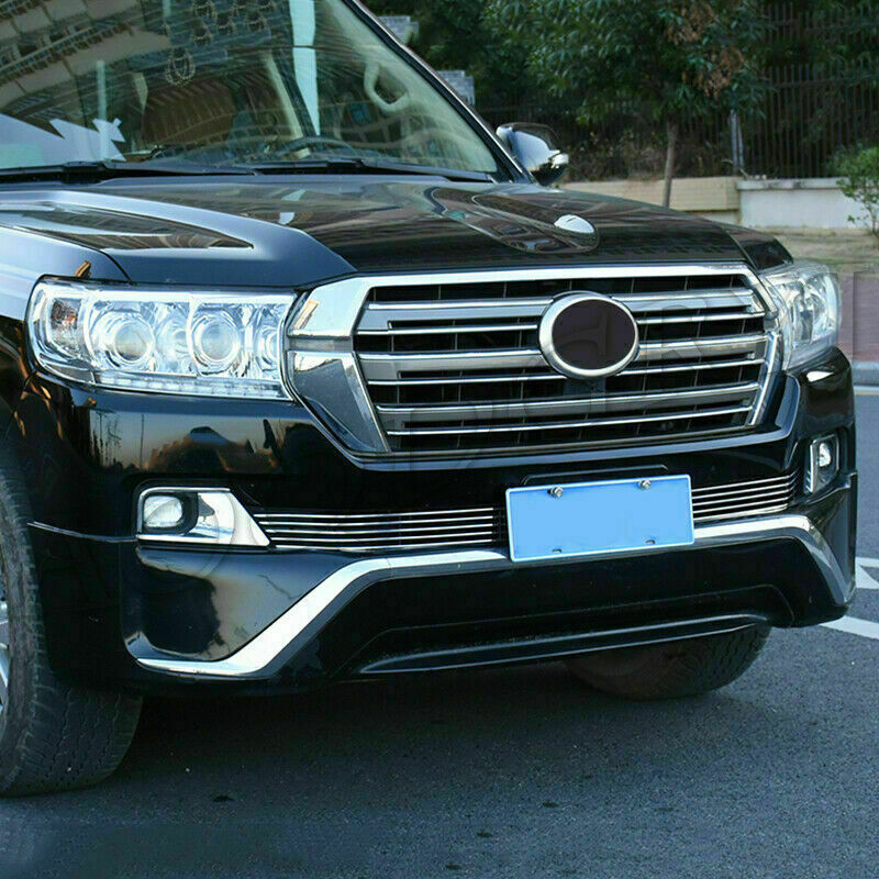 2p for Land Cruiser LC200 2016-2021 Triple Chrome Front Bumper Grille Trim Cover