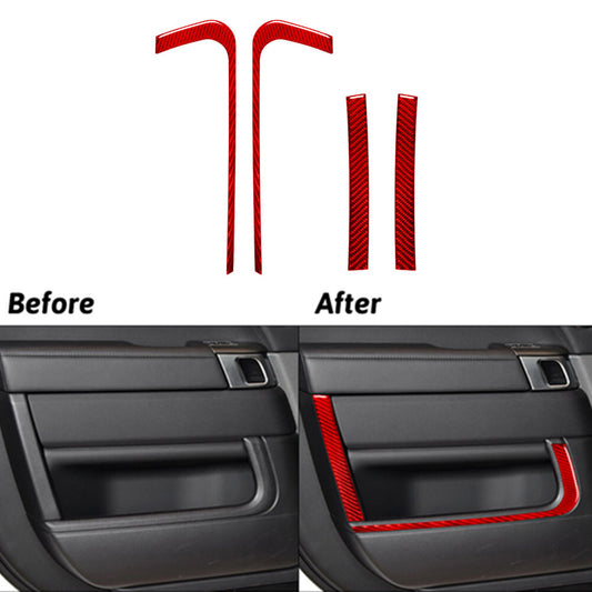 4Pcs Red Carbon Fiber Front Door Cover Trim For Land for Range Rover Sport 2014-17