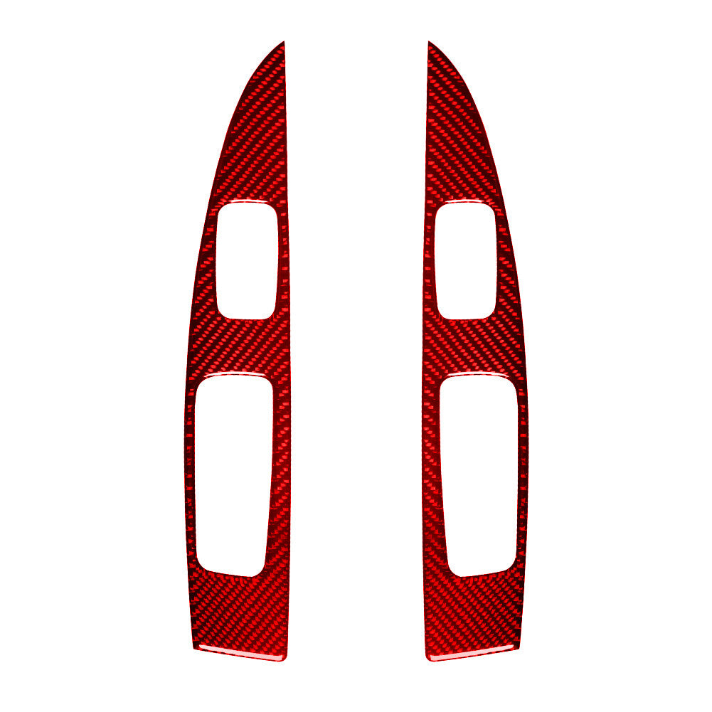 Red Carbon Fiber Rear Door Window Control Cover Trim for Ford Fiesta 2011-2015
