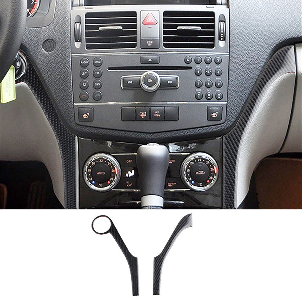 3x Carbon Fiber Center Console Trim Strip for Mercedes-Benz C Class W204 2007-10