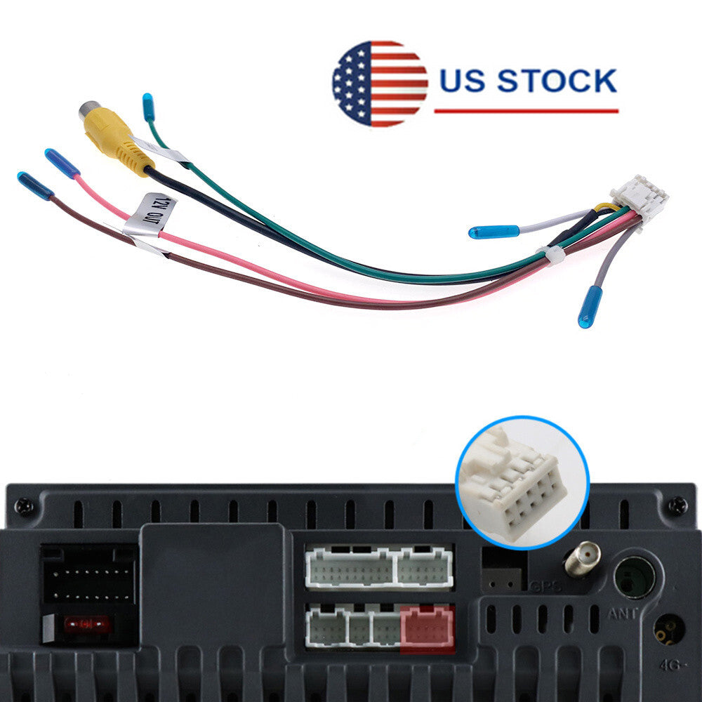 10 Pin Rear View Backup Camera Cable Adapter RCA For Android Car Stereo Radio US