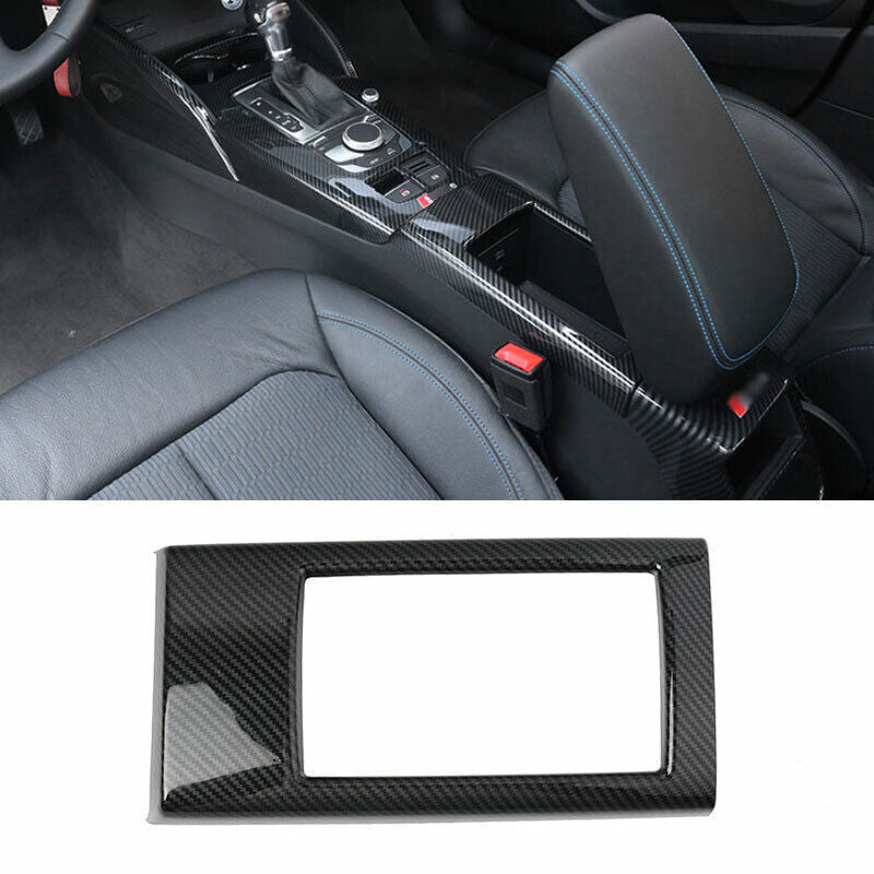 For 2014-20 for Audi A3 S3 Carbon Fiber Look Central Console Armrest Box Cover Trim