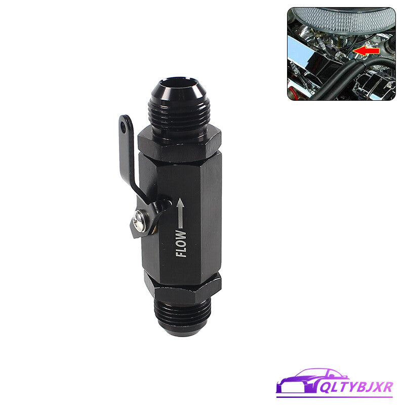 AN12 12AN Black Inline Fuel Shut Off Valve Cut Off Flow Control with Cable Lever