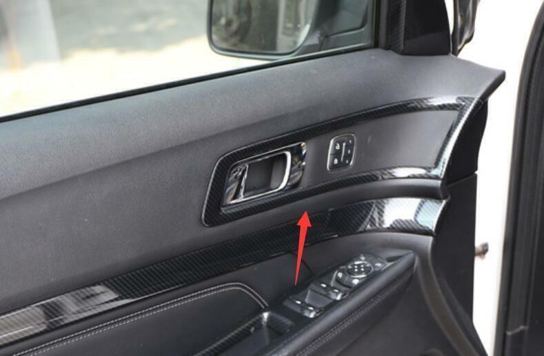 for Ford Explorer 2011-2019 Carbon Fiber Interior Door Handle Lock Cover Trim 4