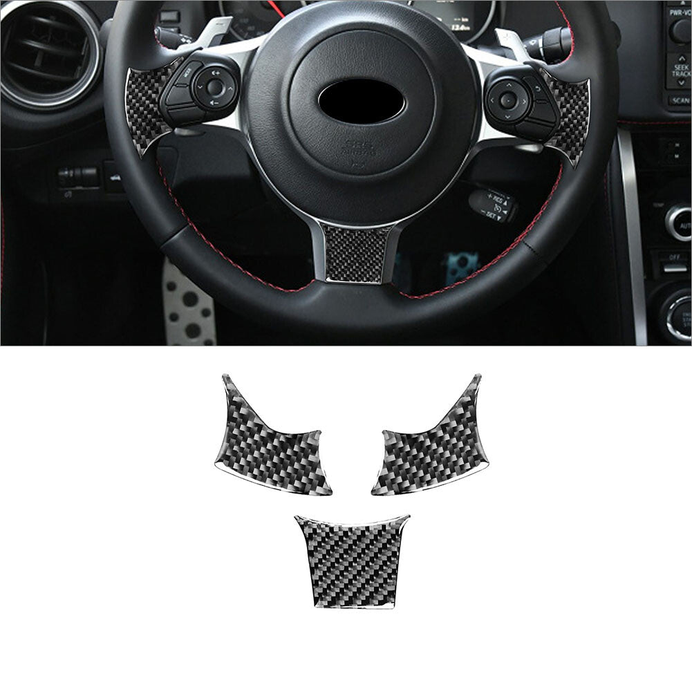 3Pcs Carbon Fiber Steering Wheel Cover Trim for Toyota 86 for Subaru BRZ 2016-2020