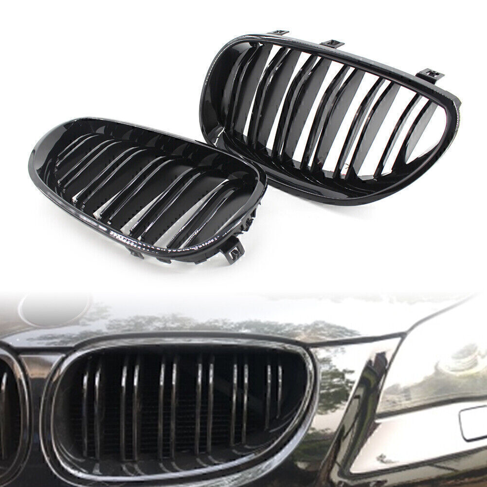 Gloss Black Front Kidney Grill Grille Dual Line Fit for BMW 5 Series E60/E61 2003-09