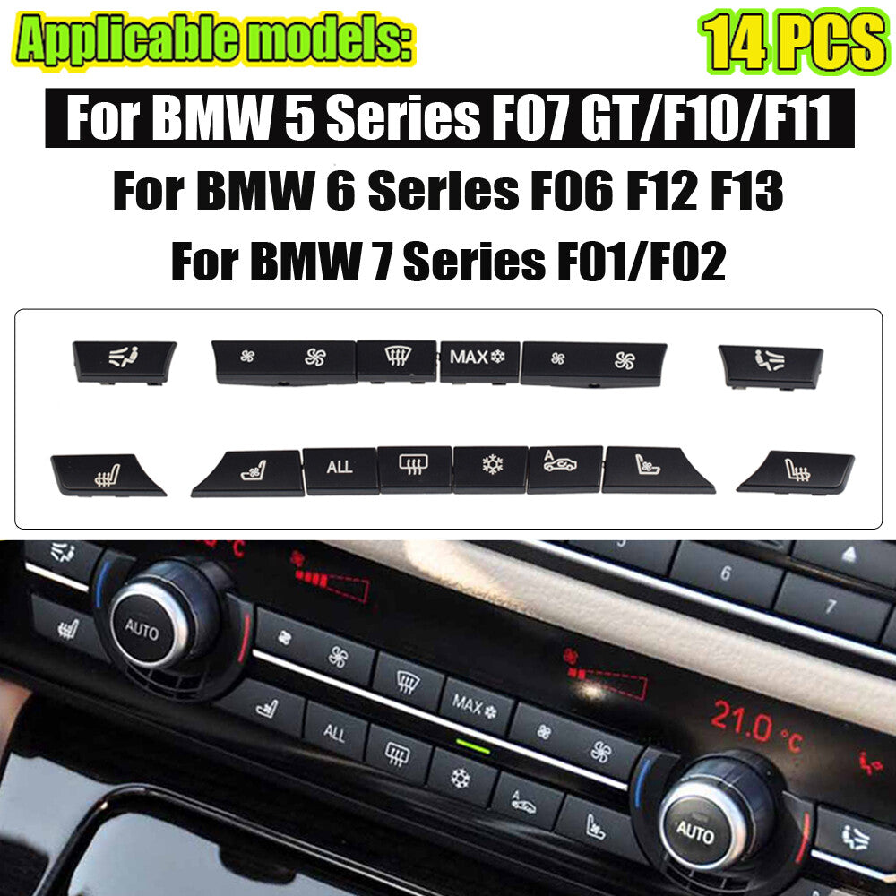 Kit 14: Button Key Cap Repair Kit for Air Conditioner Heater Switches Suitable for BMW F01, F10, F11, F07