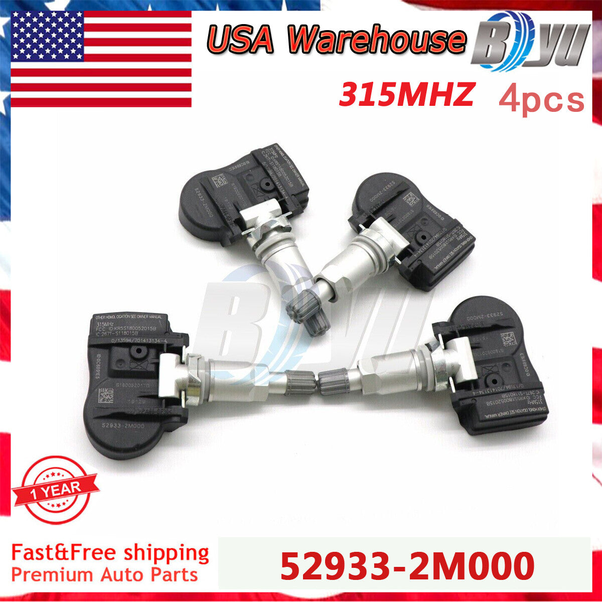4PCS TPMS Tire Pressure Sensor for Hyundai Accent Sonata for Kia Optima 52933-2M000