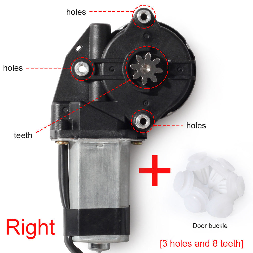 1 dual 12V power window regulator motor (3 holes + 8-tooth gear)