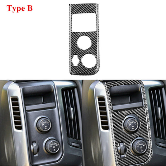 Carbon Fiber Dim Light Control Cover Trim For Silverado for GMC for SIERRA 2014-2018 B