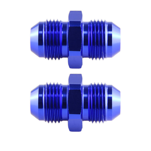 2PCS 8AN to 8AN Male Male Thread Coupler Union Straight Hose Adapter Blue