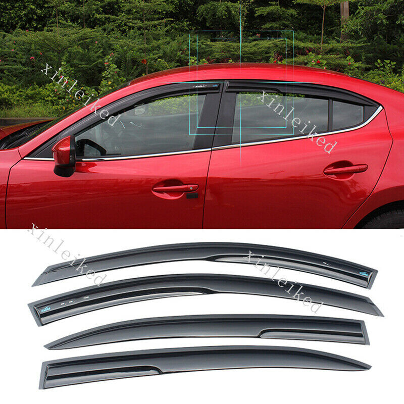 Decorat Sun Rain Visor Window Shade Guard Door Cover for Mazda 3 Axela 2014-2018