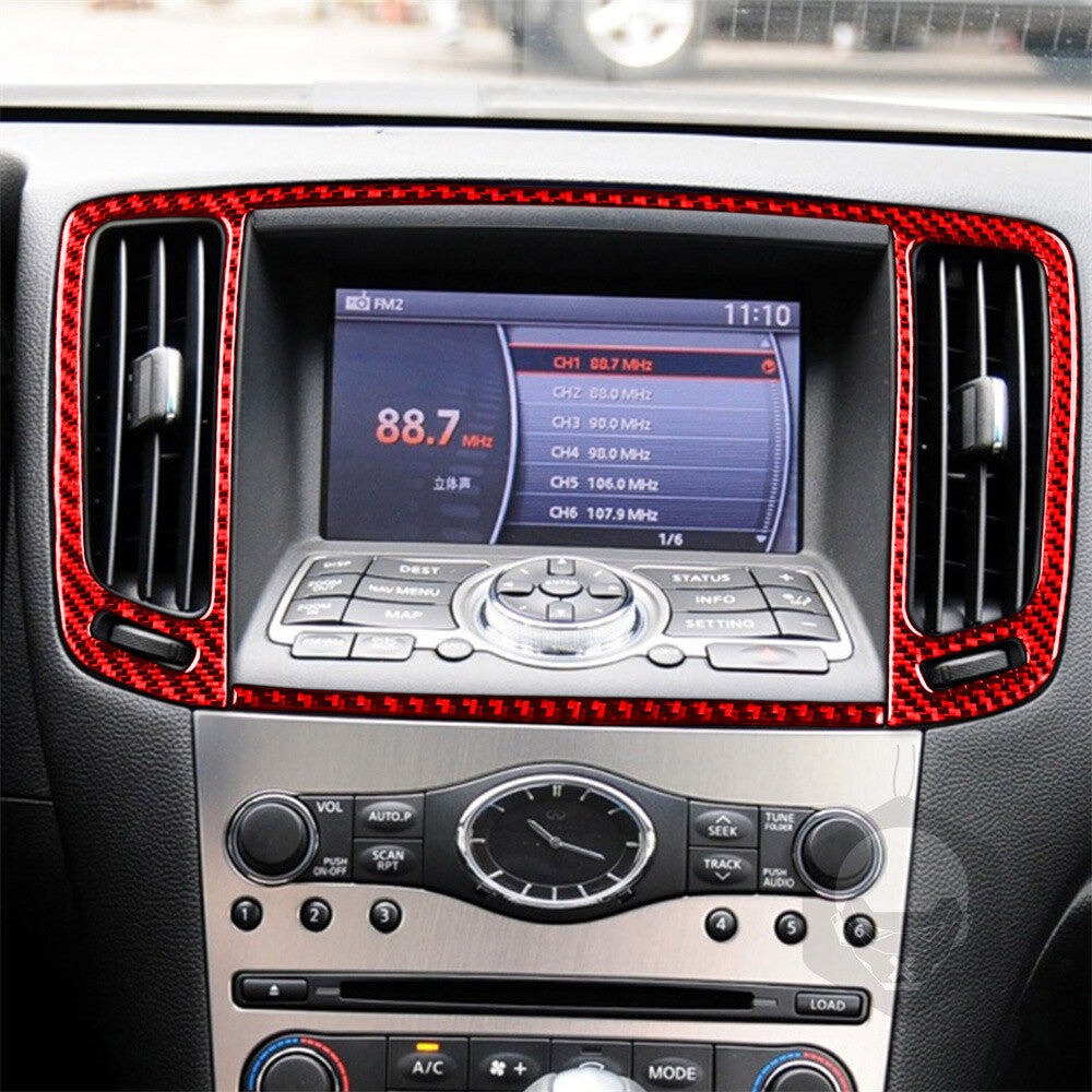 for Infiniti G37 Sedan 2007-13Red Carbon Fiber Center Air Vent Outlet Panel Trim