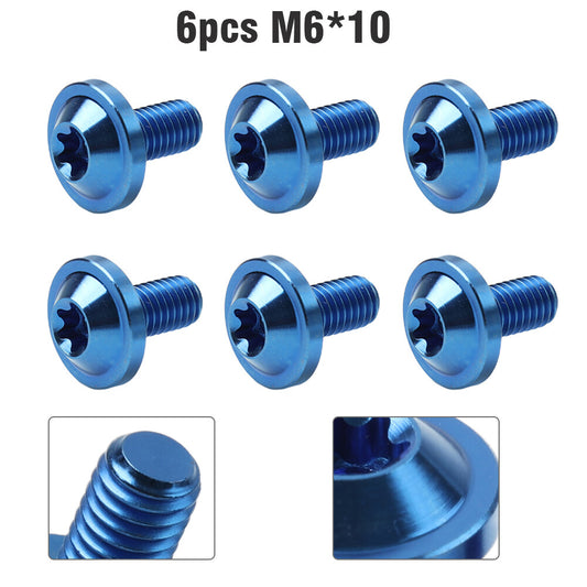 6pcs Alloy Bolts Truss Torx Head Screws M6x10mm For Motorcycle Blue