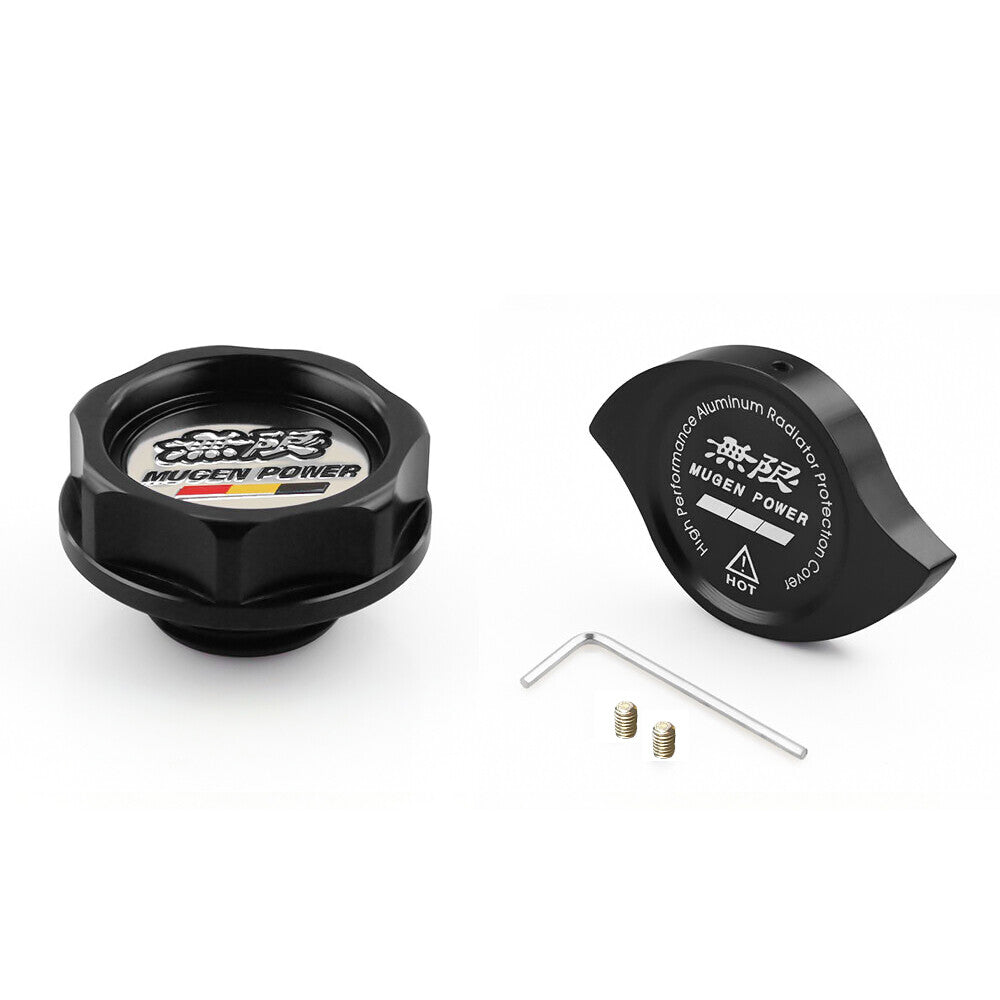 Black JDM Aluminum Racing Engine Oil Filler Cap+ Radiator Cap for Honda for Acura