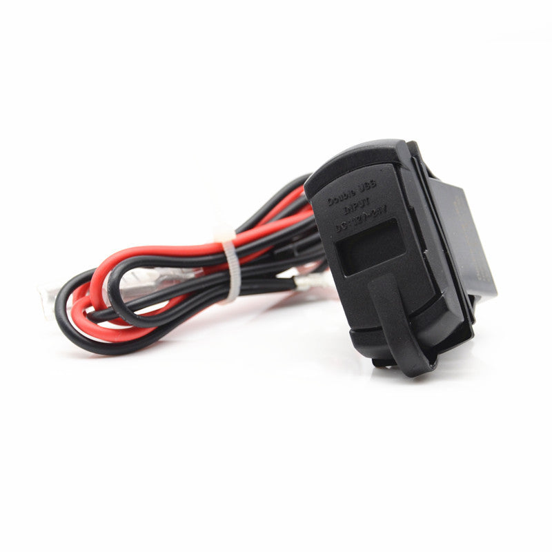 Car SUV Red LED Marine Boat 12V Voltmeter With Dual USB Port Charger Waterproof