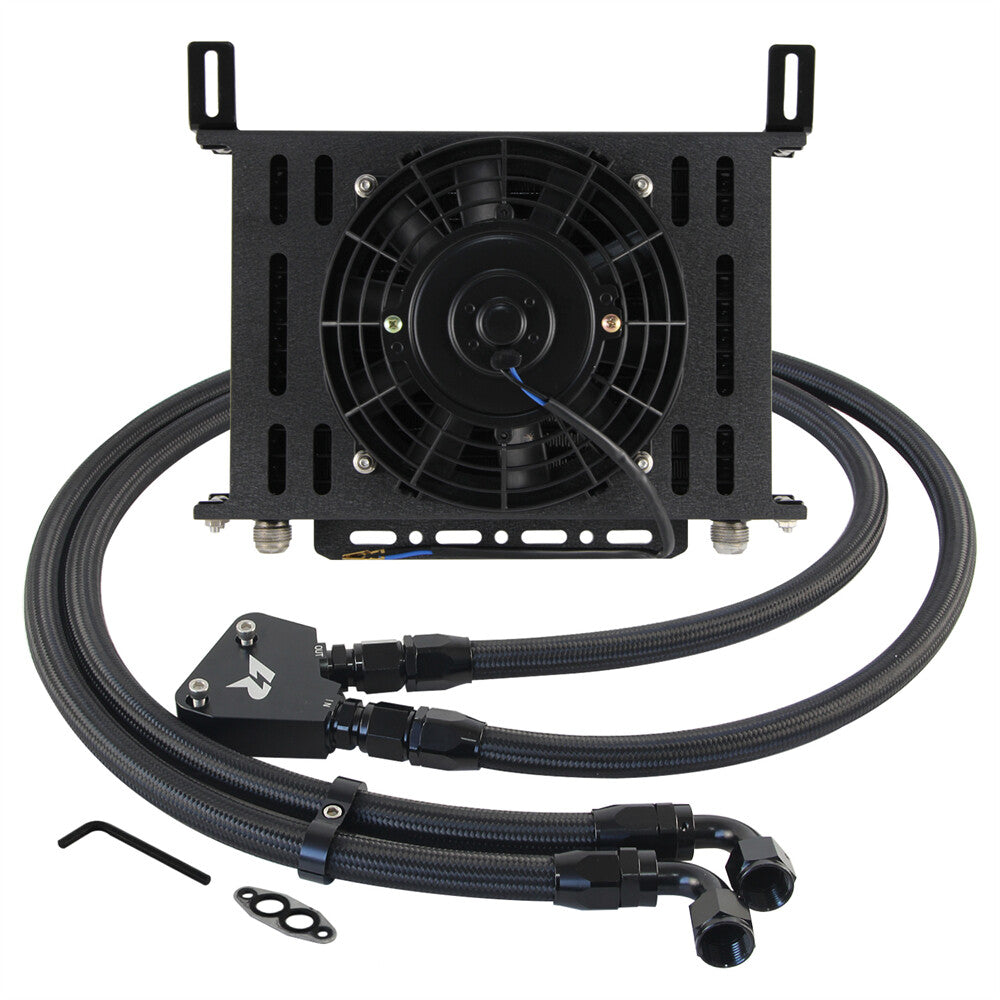15 Row AN10 Oil Cooler Kit for Corvette C5 C6 C7 LS1 LS2 LS3 + 7 Electric Fan