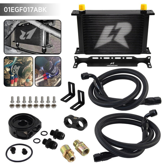 LR 25 Row AN10 Oil cooler w/Bracket+Filter Adapter Hose Kit 3/416  M201.5 BK