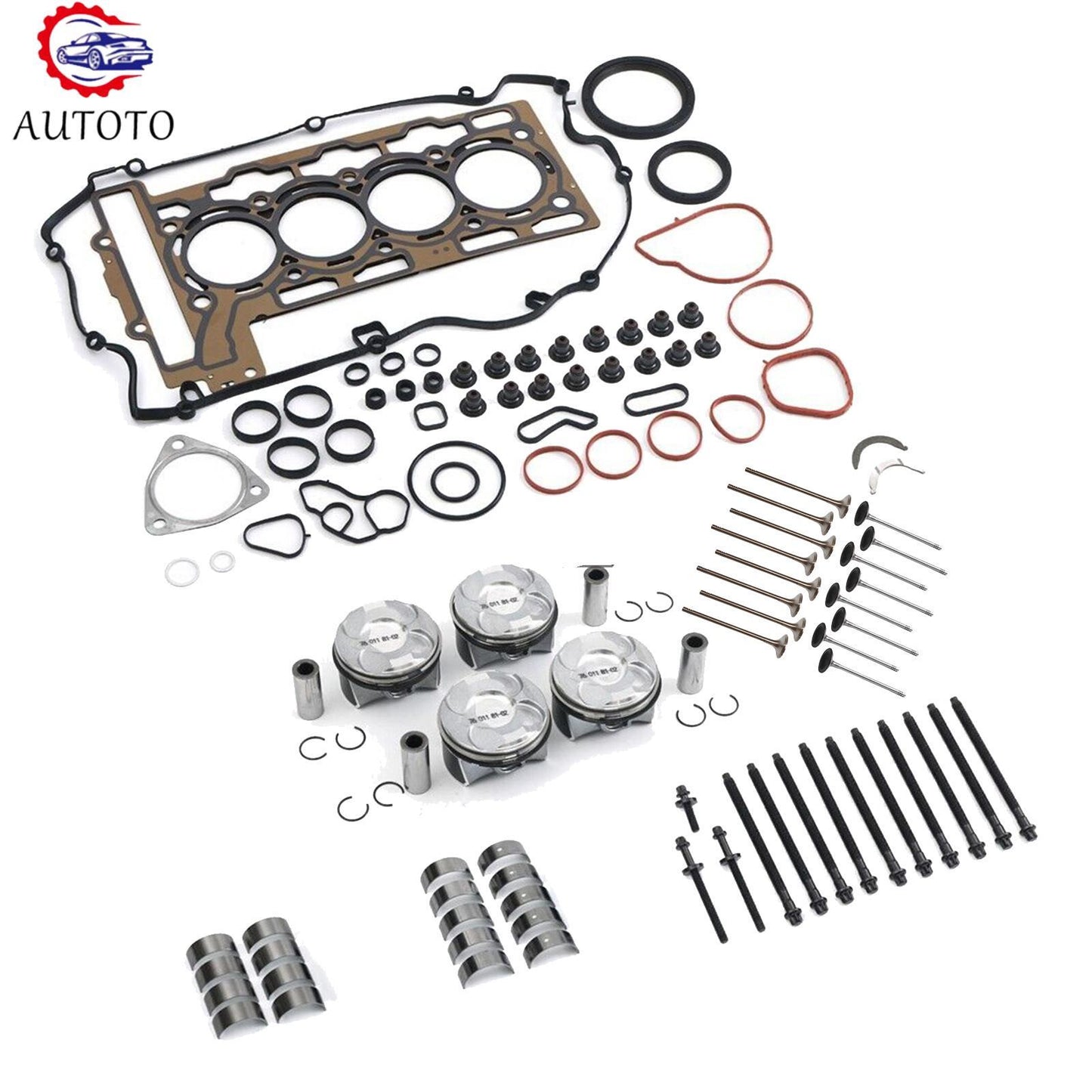 Engine Overhaul Kit - Intake Valves 11347585901 PISTON RING 11257601181 for BMW