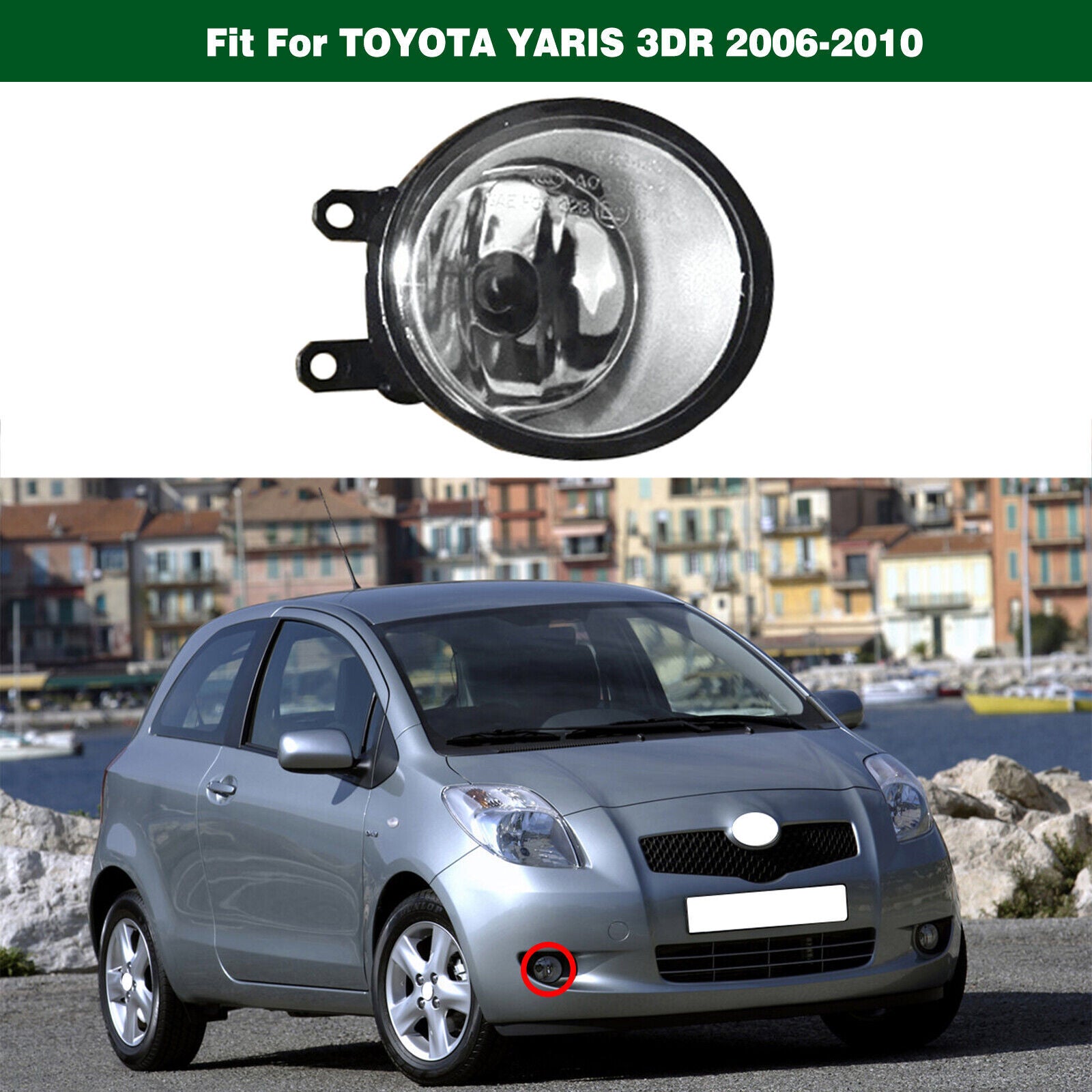 Right Clear Lens Front Driving Fog Lamp Light for Toyota Yaris 3 Door 2006-2010