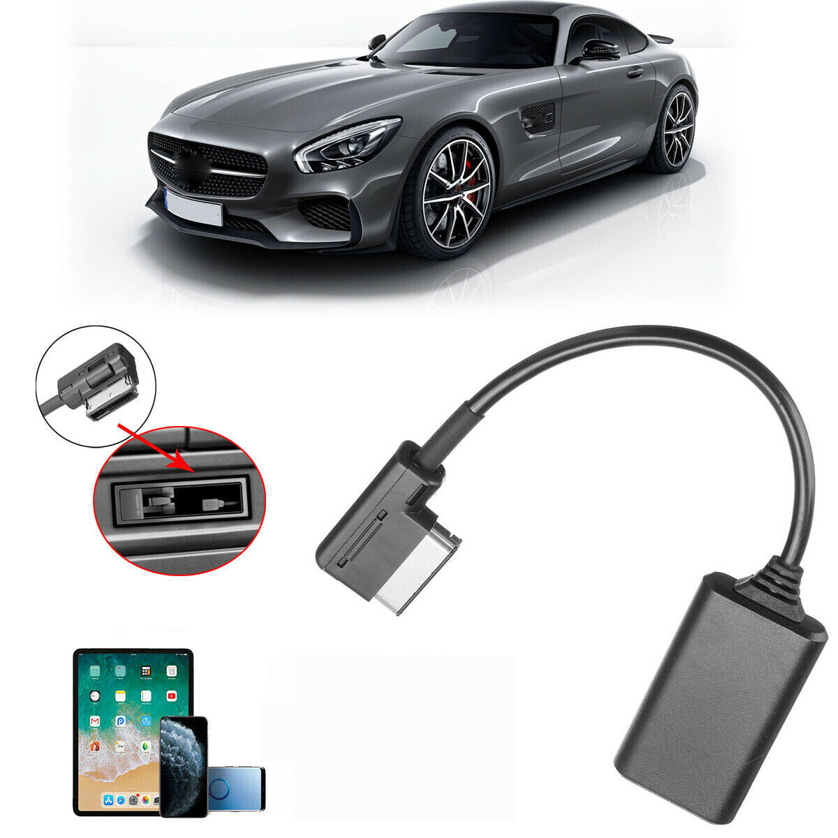Cable adapter for music audio interface AMI MMI 5.0 AUX for Mercedes-Benz iPod