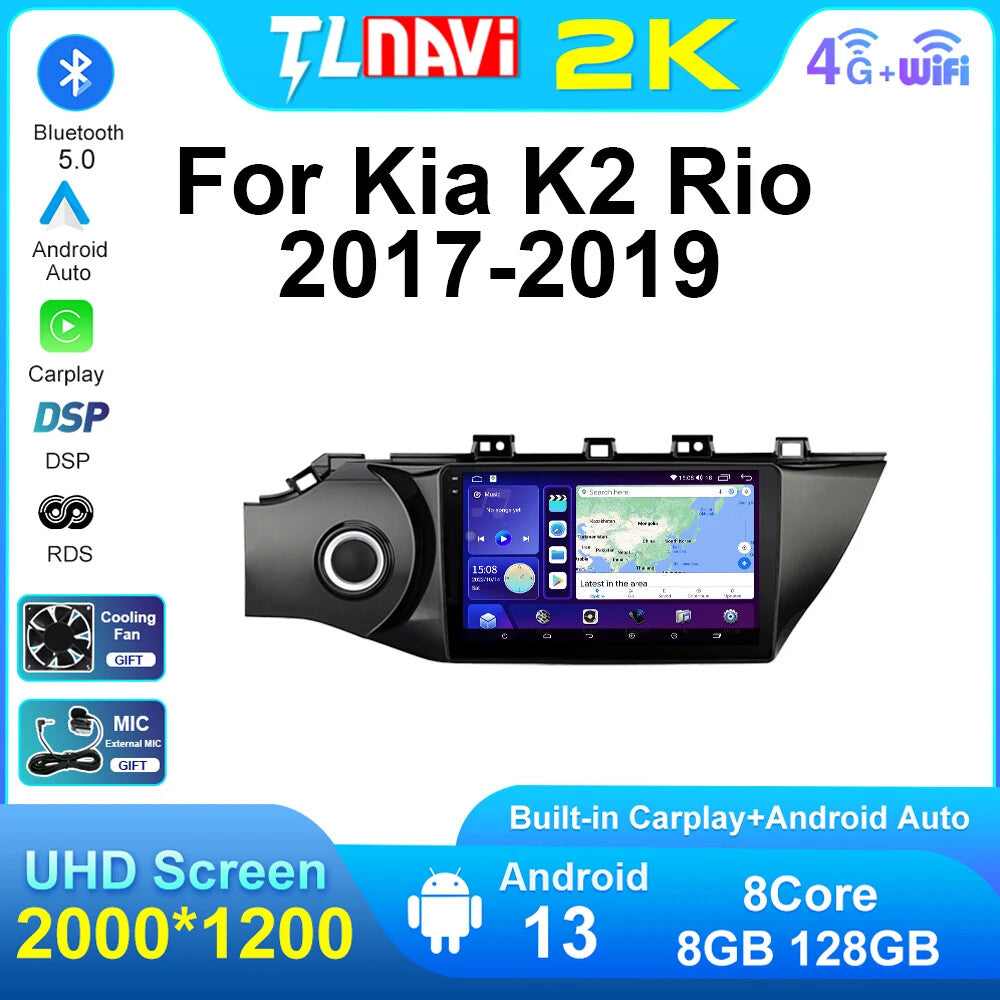 for KIA Rio 3 K2 2017-2019 Car Stereo Radio CarPlay GPS Multimedia Player Screen