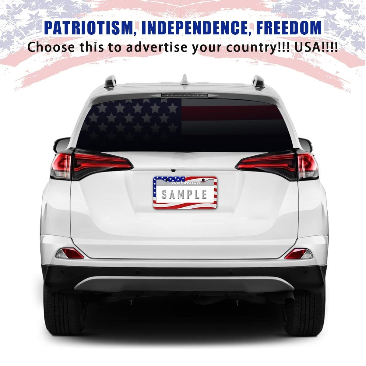 2pcs for GMC Accessories US Flag Patriotic Truck Van License Plate Frame Cover