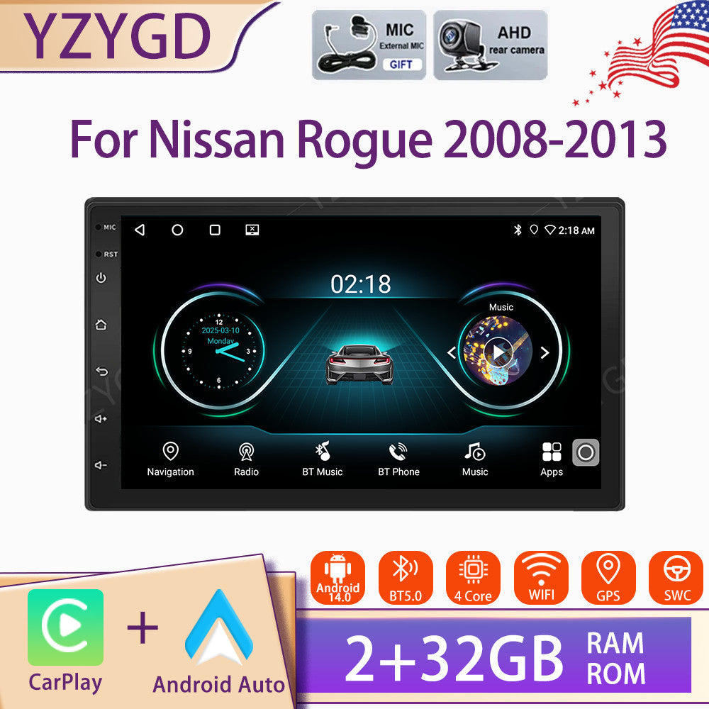 for Nissan Rogue 2008-2013 7 Android 14 Carplay Car Radio Stereo GPS Navi WIFI