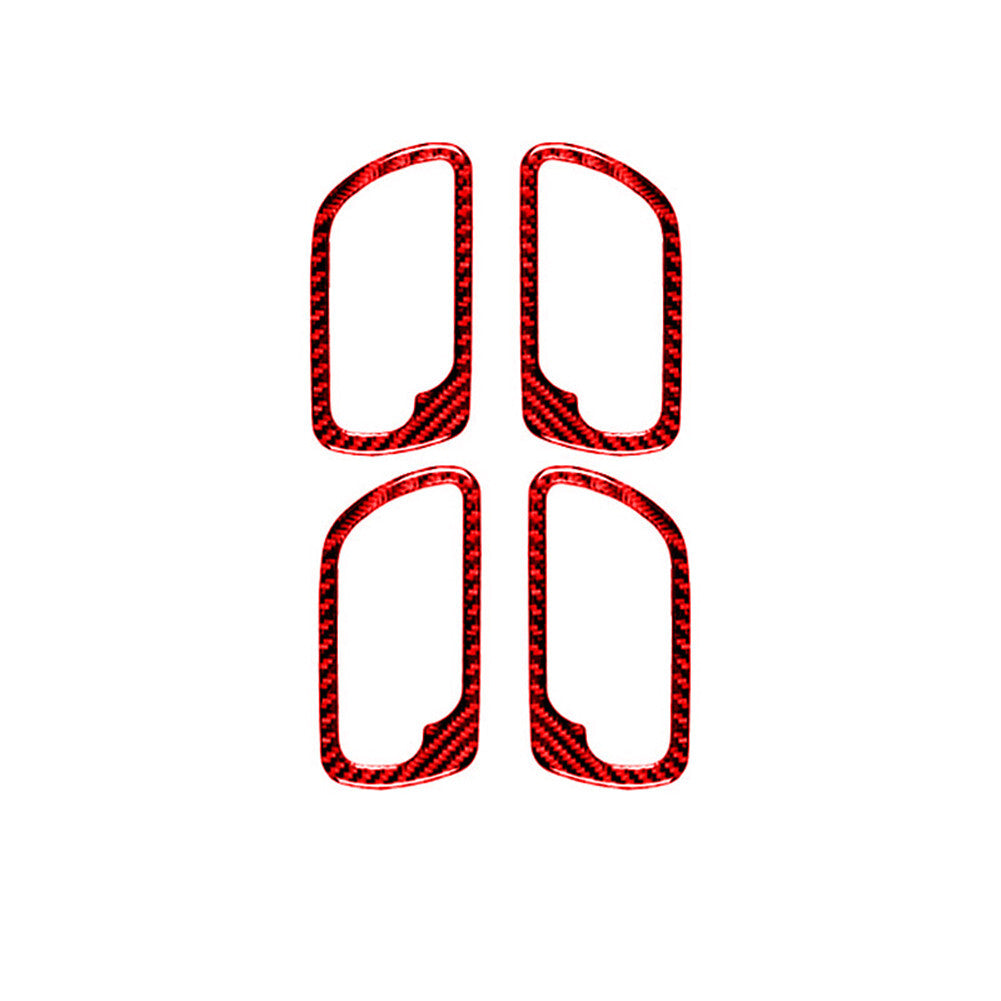 4Pcs Red Carbon Fiber Door's Handle Trim Cover for Honda Accord Sedan 2003-2007