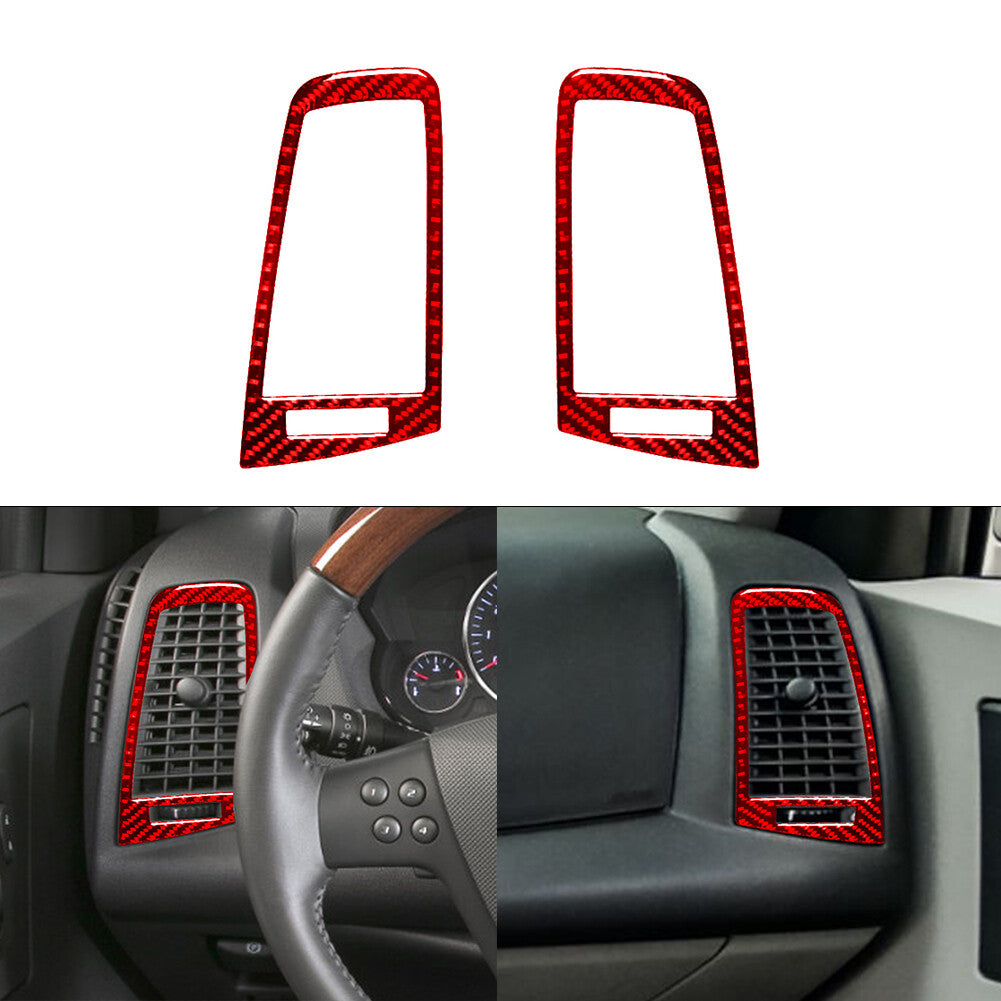 Red Carbon Fiber LR Air conditioner outlet Sticker Trim for Cadillac CTS 2003-07