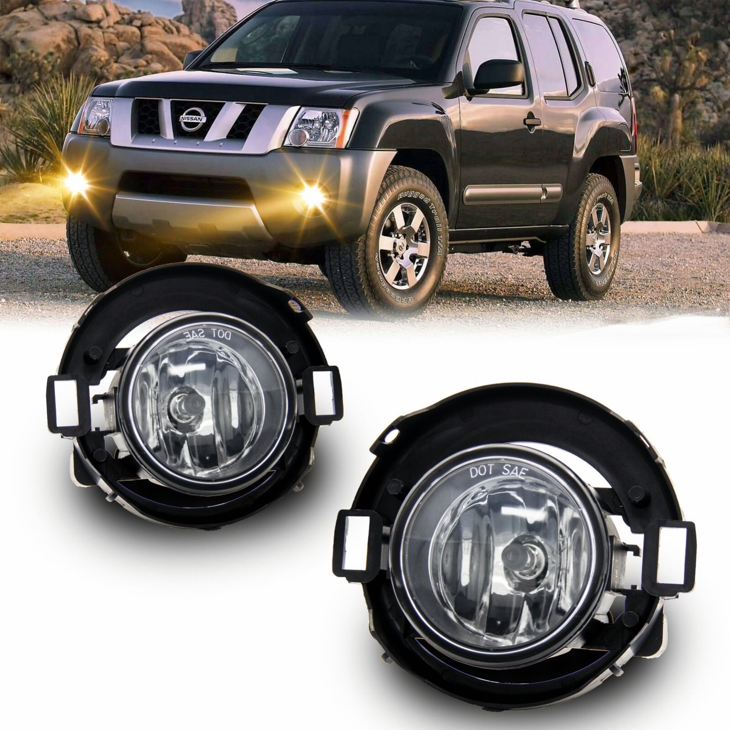 Fits 2005-2015 for Nissan Xterra Transparent Lens 1 for Front Bumper Fog Lights