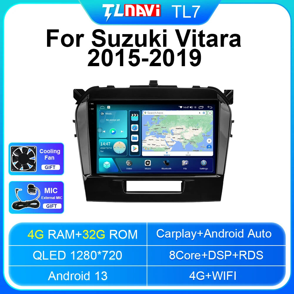 for Suzuki Vitara 2015-2019 Car Radio CarPlay GPS Navigation Multimedia Player