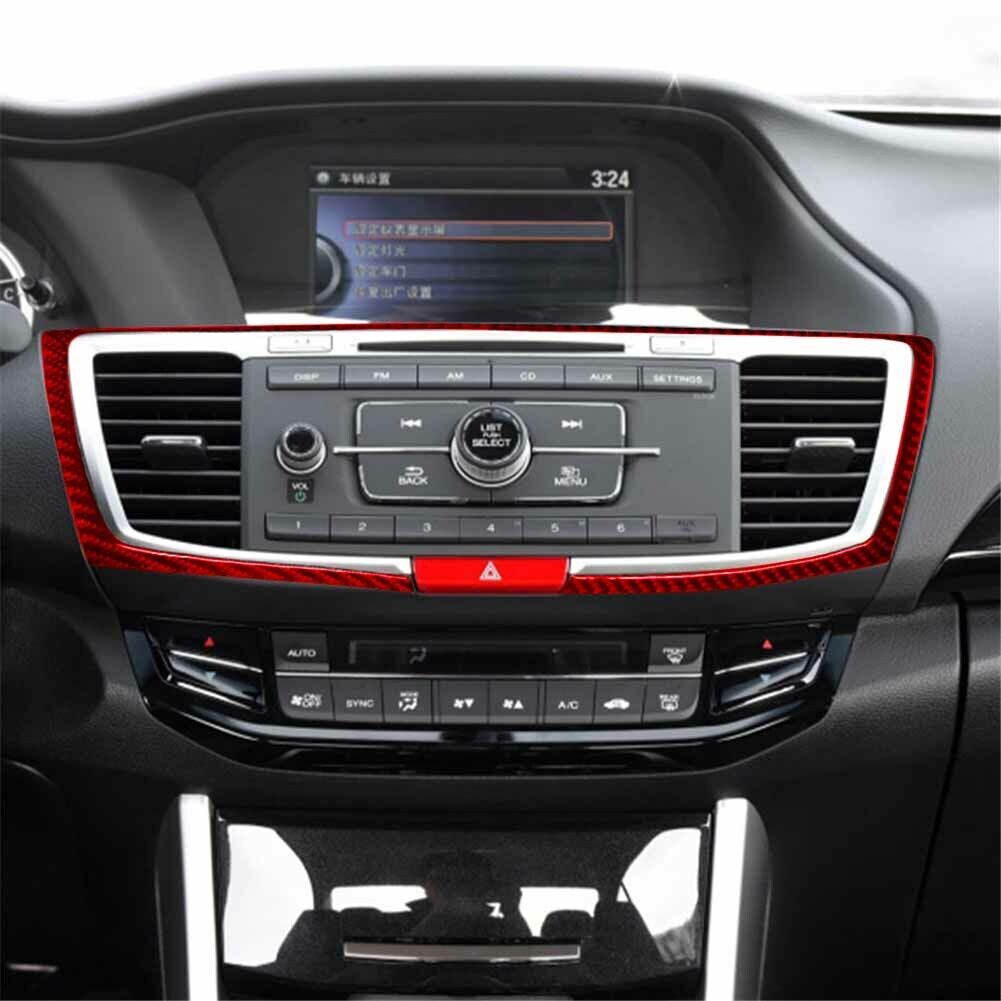 Red Carbon Fiber Central Control Air Outlet Vent Trim for Honda Accord 2013-2017