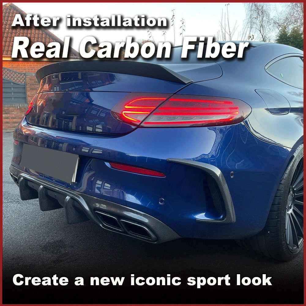 for Mercedes C205 Coupe C63 Real Carbon Fiber Rear Bumper Vents Fins Canards
