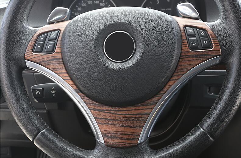 for BMW 3-Series E90 2005 2006-2012 Wood Grain Steering Wheel Frame Cover Trim