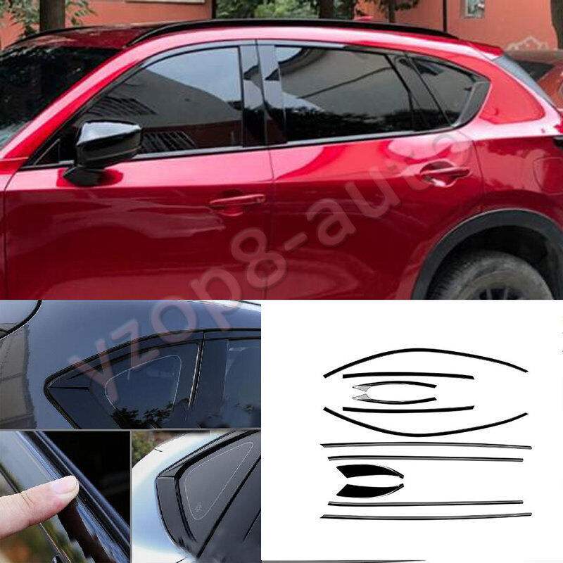 12Pcs for Mazda CX-5 2017-2021 Steel Black Window Molding Full Strip Cover Trim