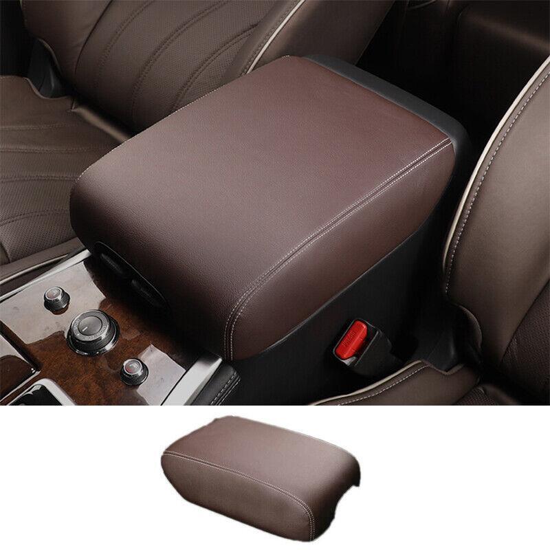 Brown Leather Car Armrest Box Cover Trim Protector for Infiniti QX60 JX35 13-21