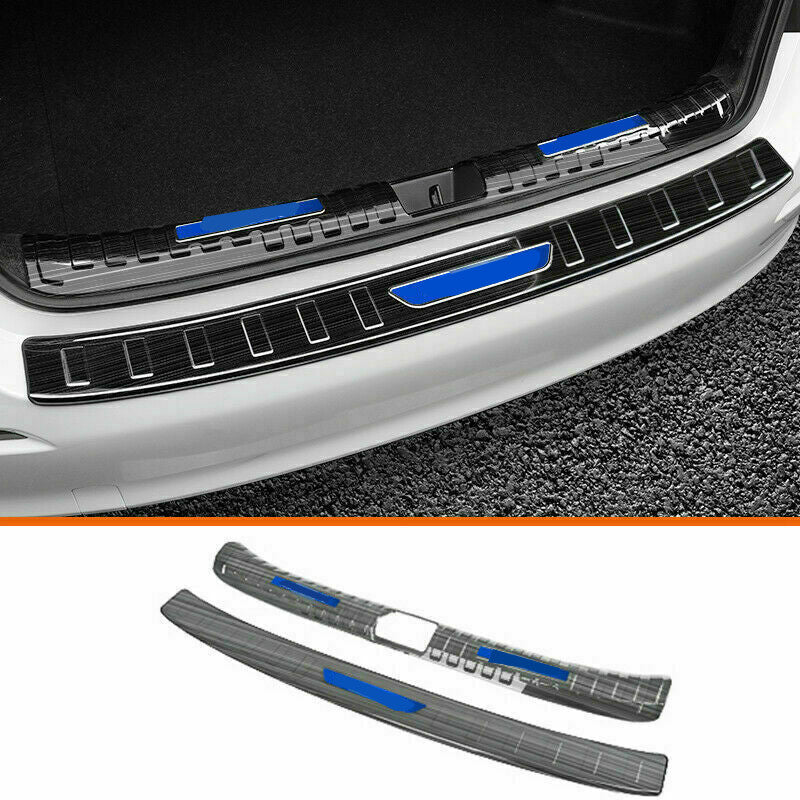 2for Honda for Civic 2022-2023 Black Steel Rear Bumper Guard Sill Plate Cover Trims