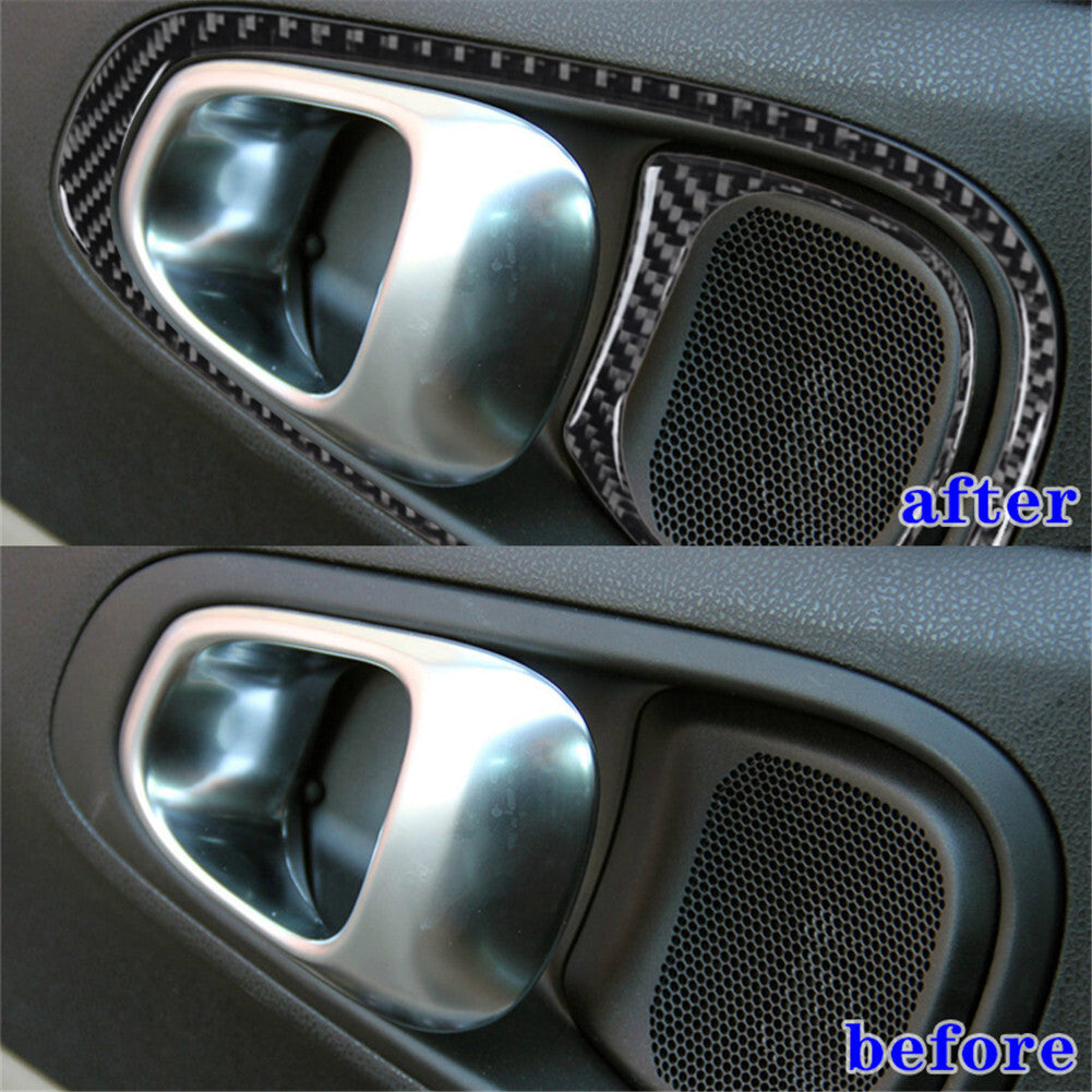 4Pcs Interior Front Door Handle Carbon Fiber Cover Trim for Fiat 500L 2014-2017
