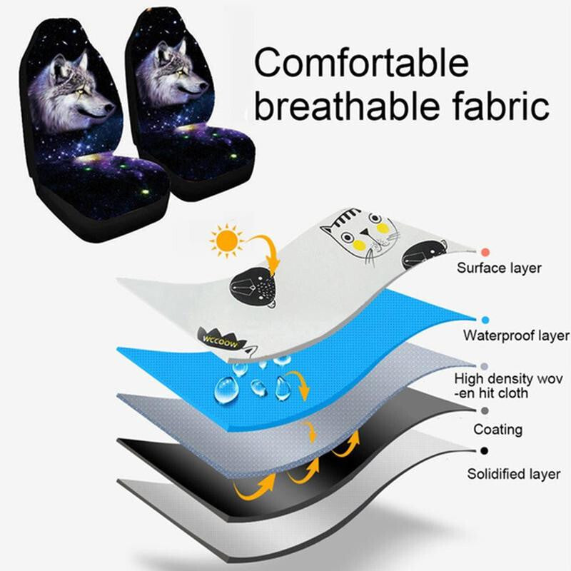3D Wolf Car for Seat Covers Polyester Protector Breathable Auto Interior Accessories