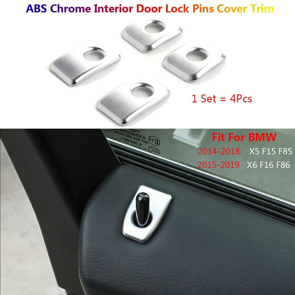 4Pcs Stainless for BMW X5 X6 F15 F16 Car Inner Door Safety Lock Pins Cover Trim