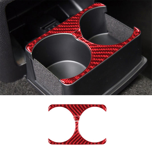 3X Carbon Fiber Rear Cup Holder Frame Trim Panel for Ford Explorer 2011-2014 Red