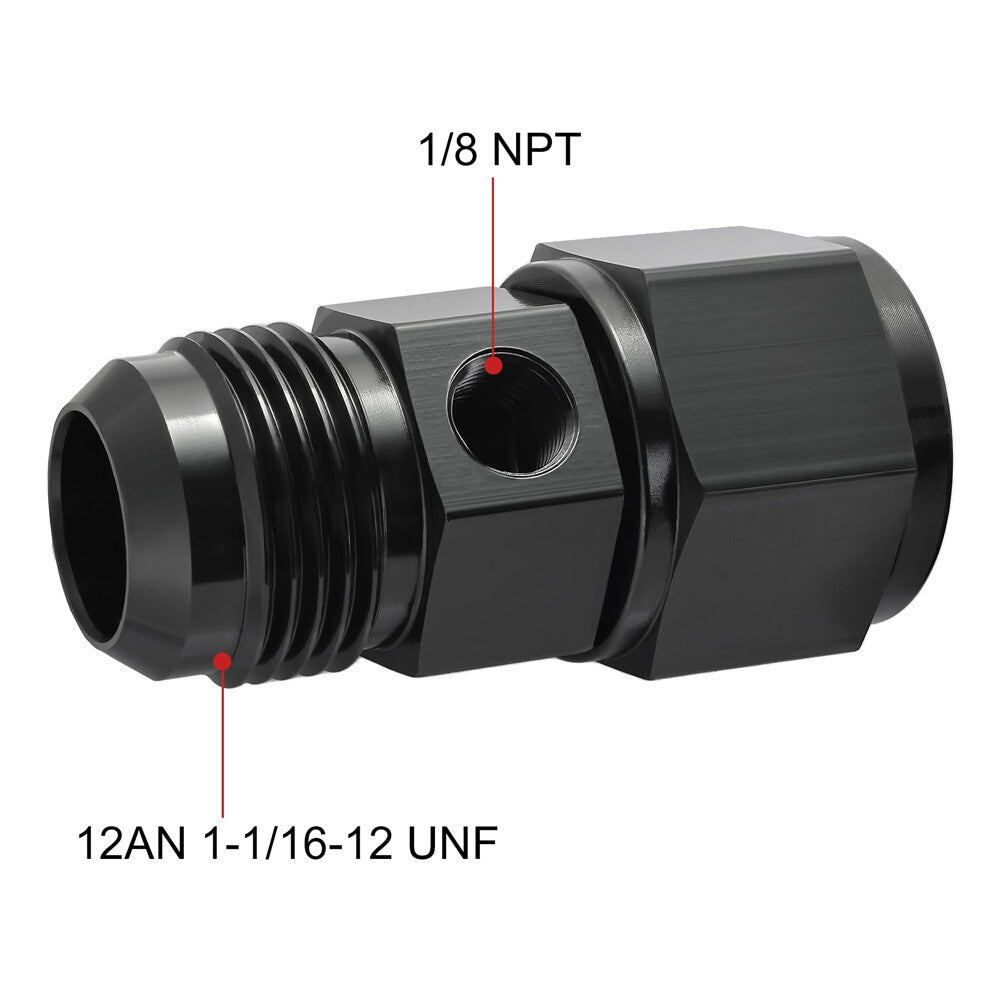 12AN Fuel Fitting Male to Female with 1/8 NPT Gauge Sensor Port Hose Adapter