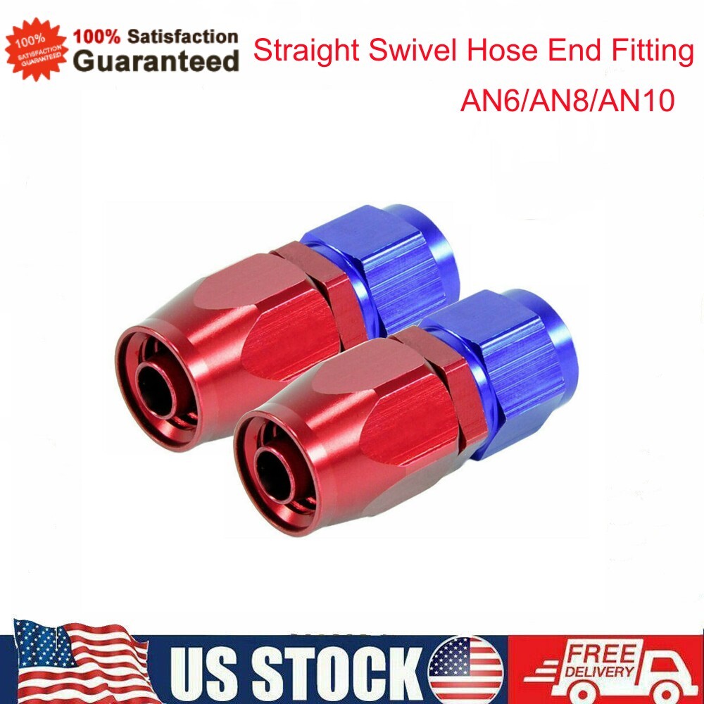 6AN 8AN10AN Straight Rotary Hose End Fittings for CPE Fuel Lines - Aluminum Red and Blue