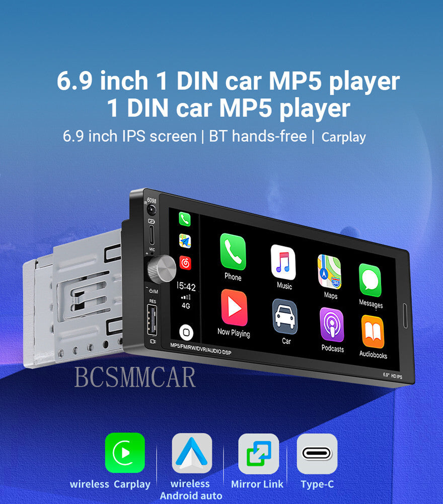 Car Stereo Radio Touch Screen Bluetooth MP5 Player 1Din W/4LED Free Camera