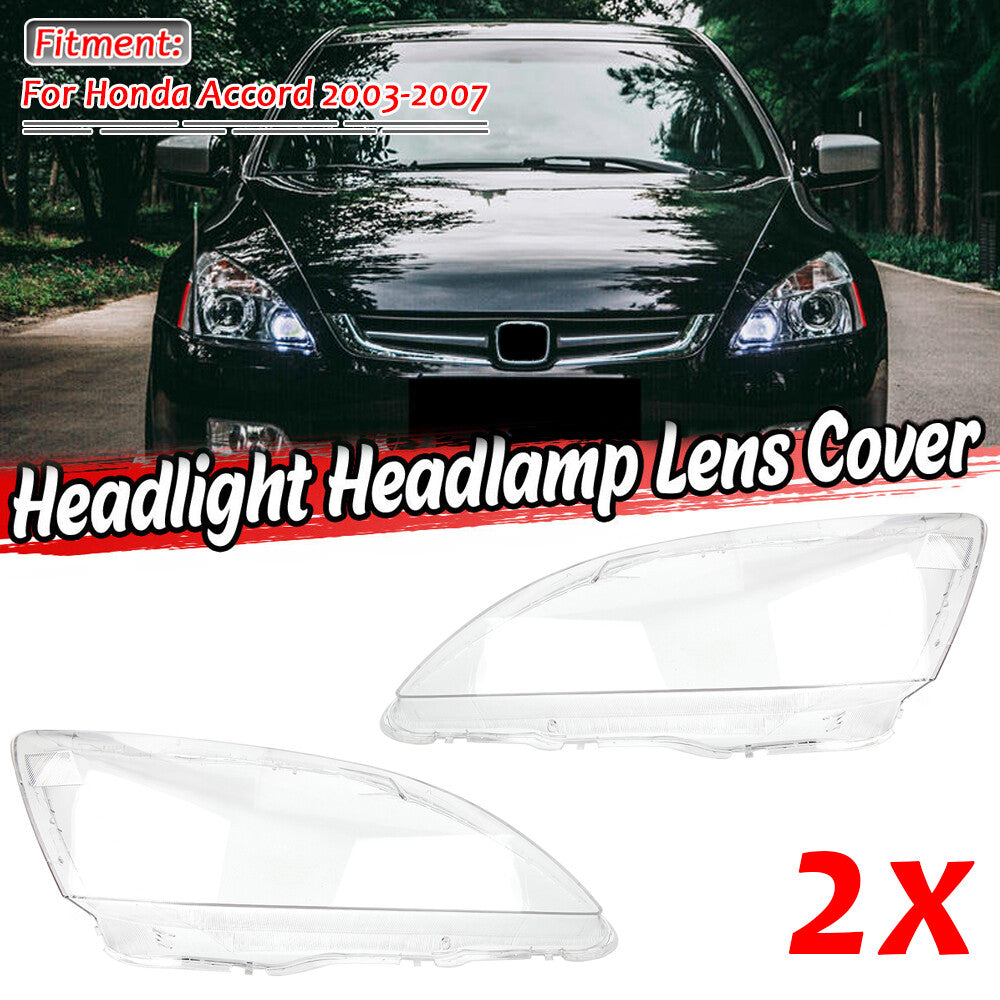 Pair Headlight Headlamp Clear Lense Cover Lampshade for Honda for Accord 2003-2007