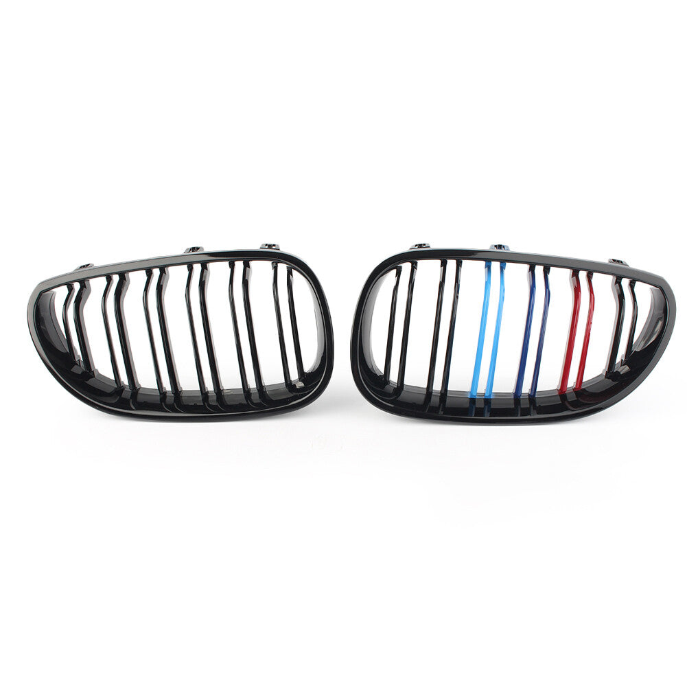 Front Kidney Grill Grille Gloss Black for BMW E60 E61 03-2010 Left Right Pair